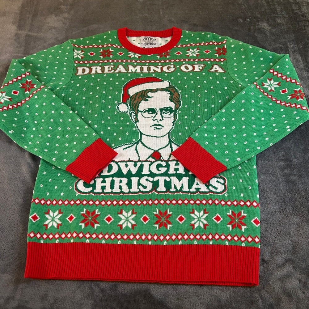 The Office Dwight Christmas Sweater Funny Graphic Holiday Party Mens Medium